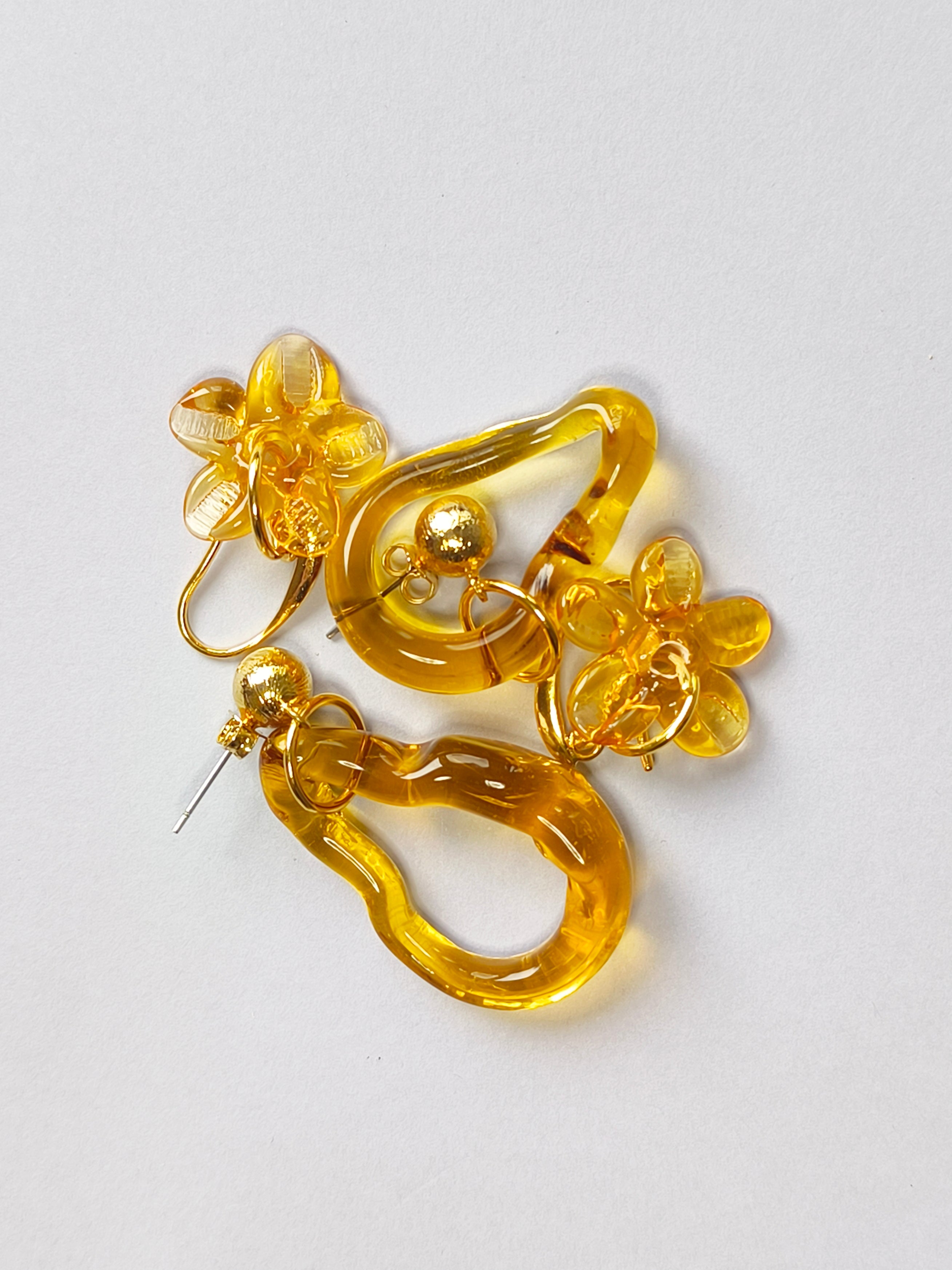 San Marino Amber  Flowers Küpe