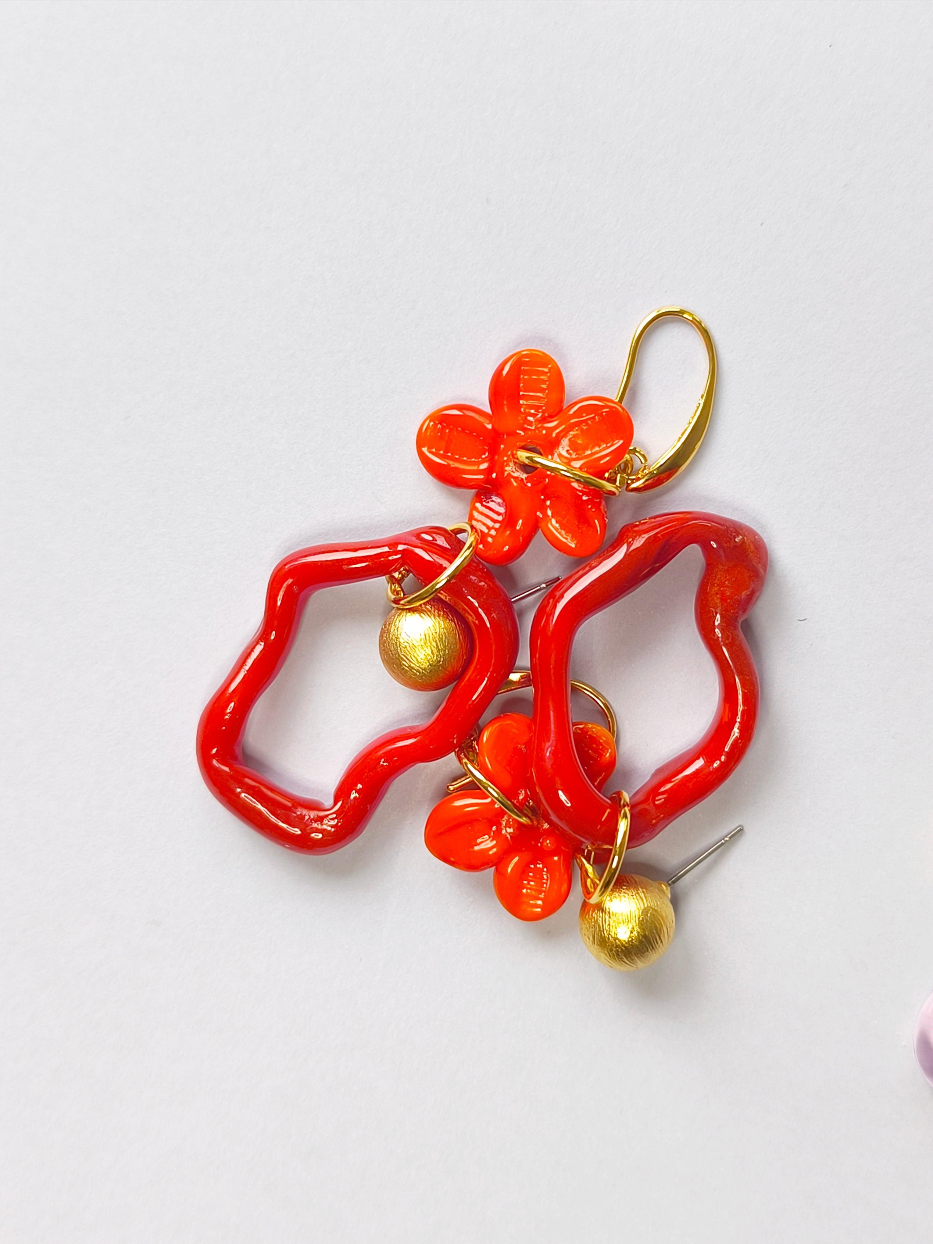 San Marino Orange Flowers Küpe