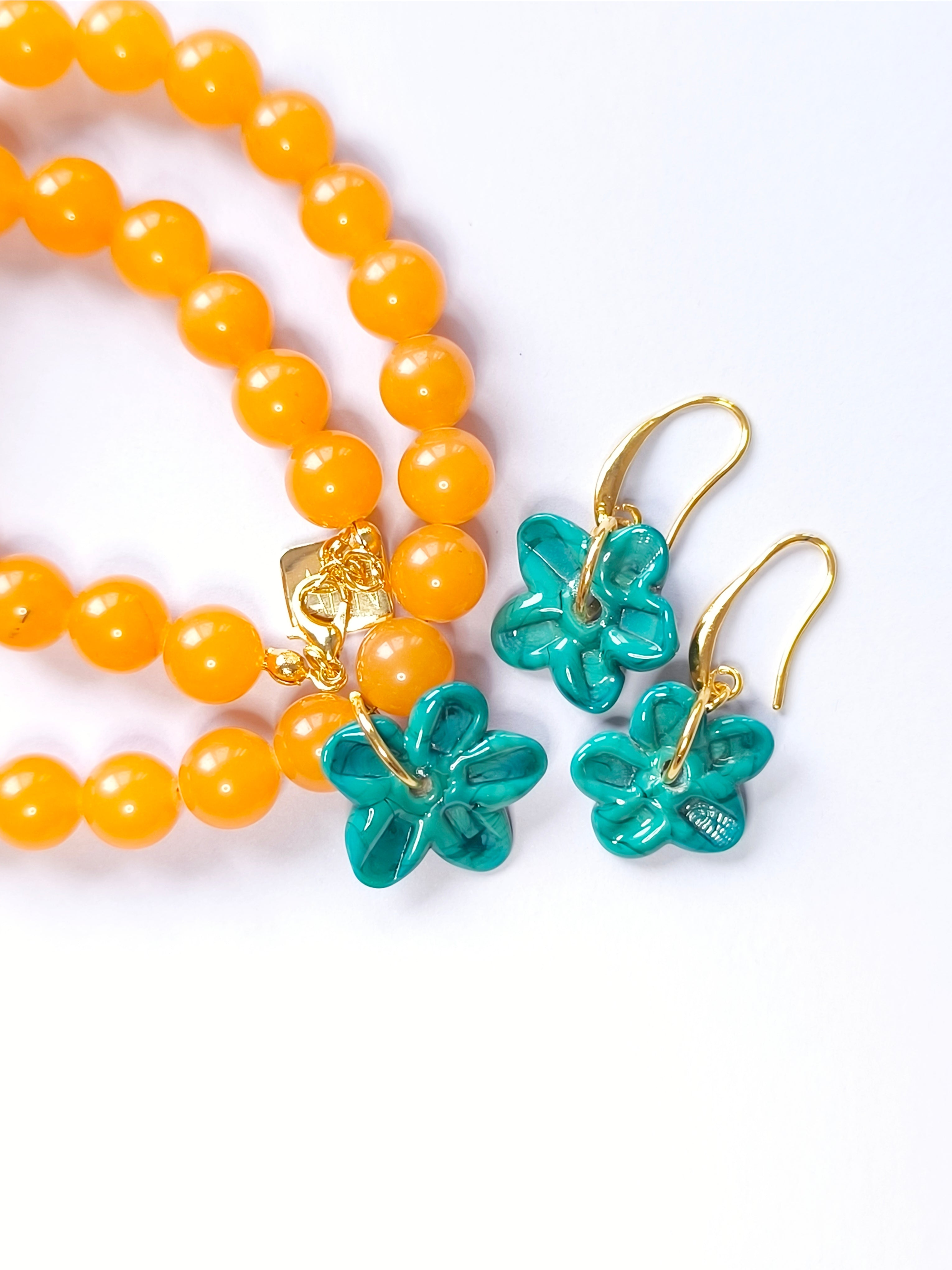 San Marino Teal Flowers Küpe