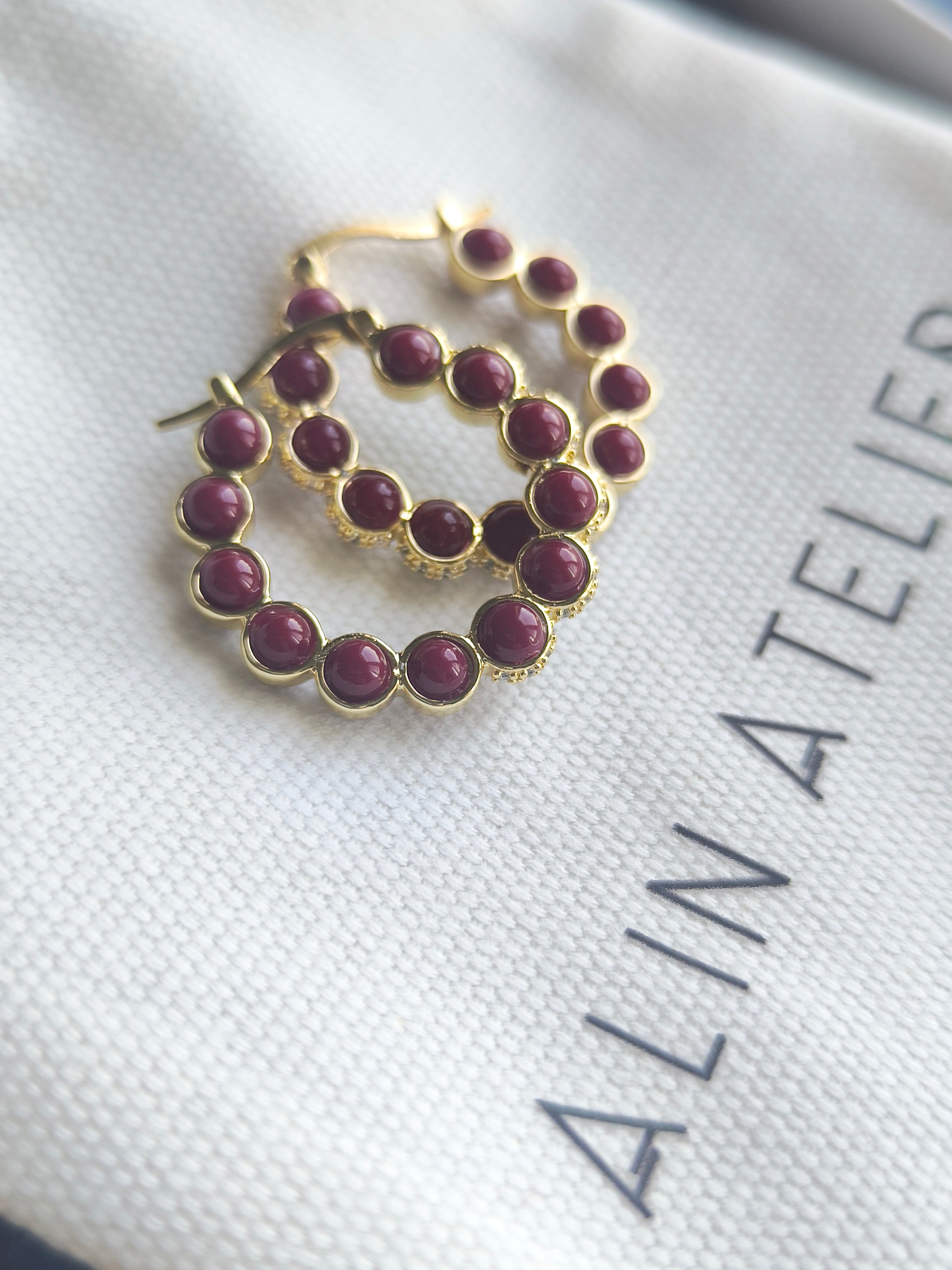 Velin Burgundy Küpe